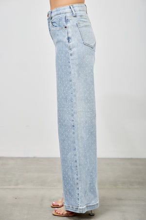 P8288L, HIGH RISE WIDE LEG WITH DOT PRINT