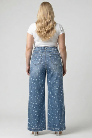 P82898M, PLUS HIGH RISE WIDE LEG WITH DOT PRINT