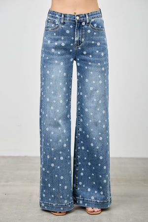 P8289M, HIGH RISE WIDE LEG WITH DOT PRINT