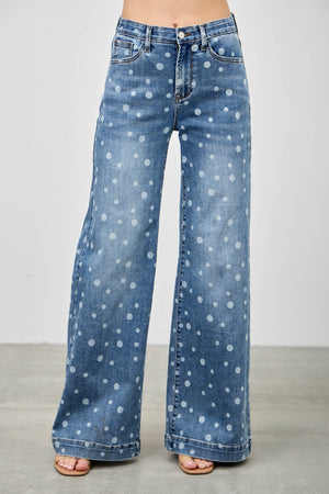 P8289M, HIGH RISE WIDE LEG WITH DOT PRINT