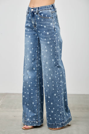 P8289M, HIGH RISE WIDE LEG WITH DOT PRINT