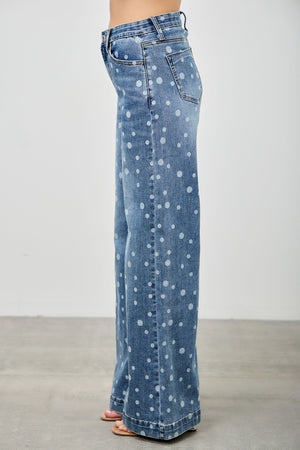 P8289M, HIGH RISE WIDE LEG WITH DOT PRINT