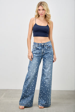 P8289M, HIGH RISE WIDE LEG WITH DOT PRINT