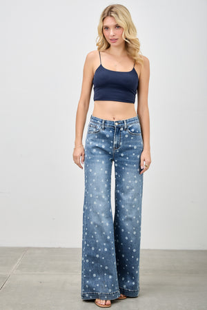 P8289M, HIGH RISE WIDE LEG WITH DOT PRINT