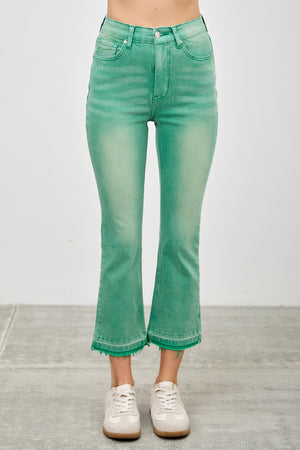 P82958, PLUS HIGH RISE CROP FLARE CAPRI WITH DESTROY