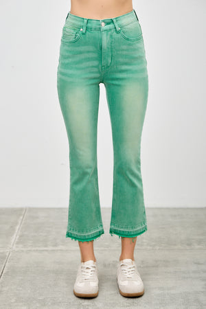 P82958, PLUS HIGH RISE CROP FLARE CAPRI WITH DESTROY