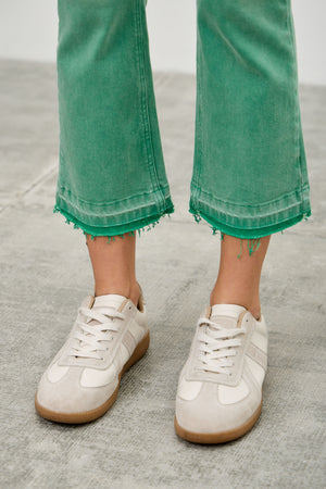 P8295, HIGH RISE CROP FLARE CAPRI WITH DESTROY