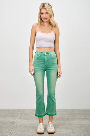 P8295, HIGH RISE CROP FLARE CAPRI WITH DESTROY
