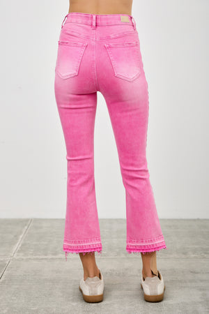 P8295, HIGH RISE CROP FLARE CAPRI WITH DESTROY