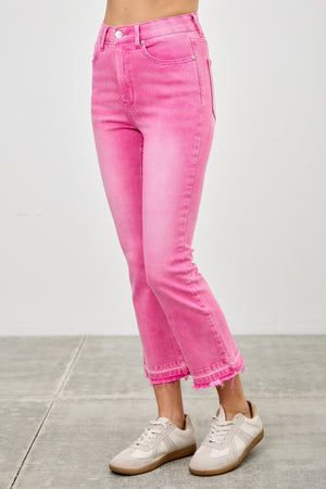 P82958, PLUS HIGH RISE CROP FLARE CAPRI WITH DESTROY