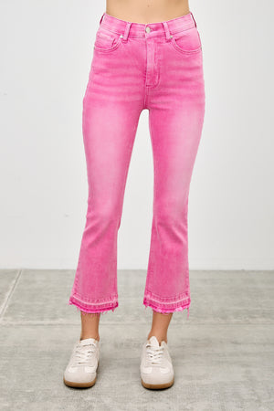 P82958, PLUS HIGH RISE CROP FLARE CAPRI WITH DESTROY