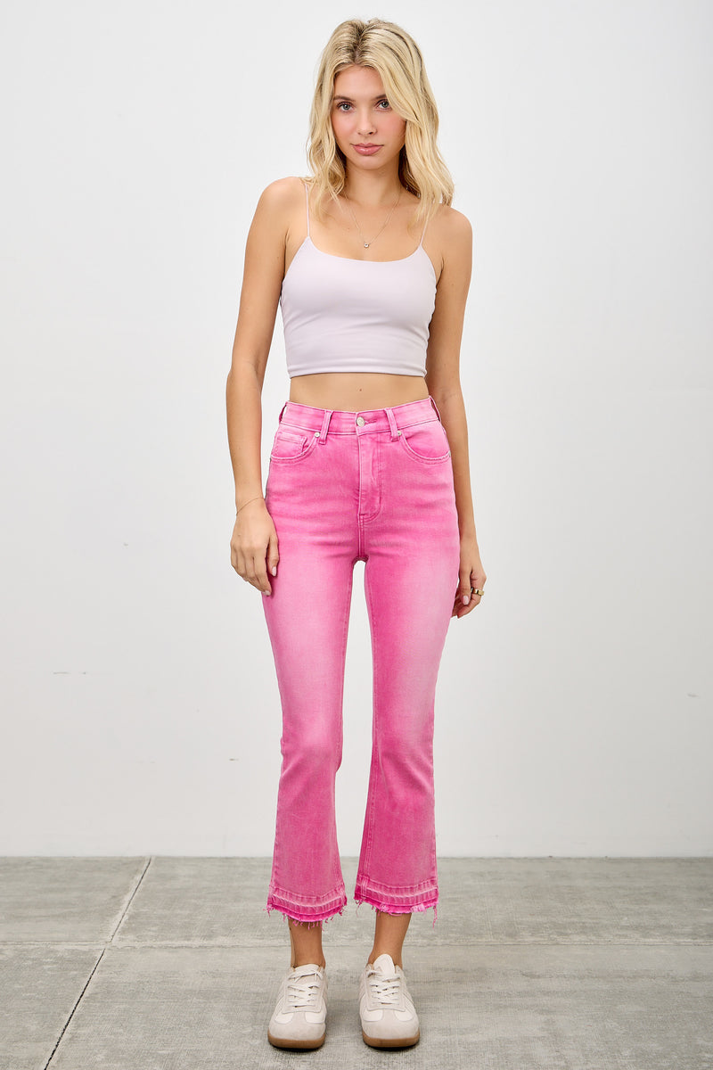 Flared Capree P8295, HIGH RISE CROP FLARE CAPRI WITH DESTROY