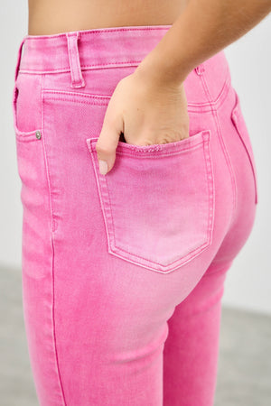 P8295, HIGH RISE CROP FLARE CAPRI WITH DESTROY