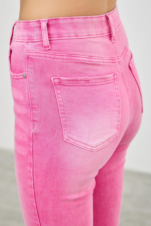 P82958, PLUS HIGH RISE CROP FLARE CAPRI WITH DESTROY