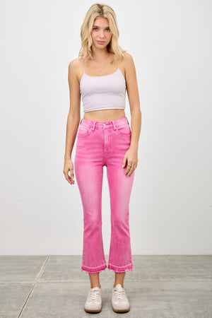 P82958, PLUS HIGH RISE CROP FLARE CAPRI WITH DESTROY