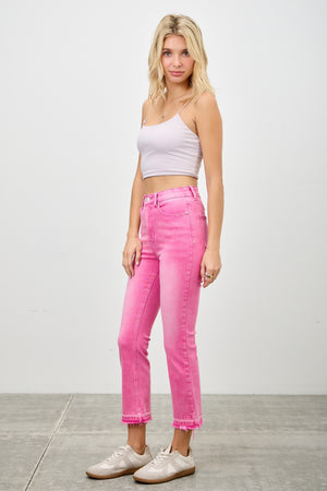 P82958, PLUS HIGH RISE CROP FLARE CAPRI WITH DESTROY