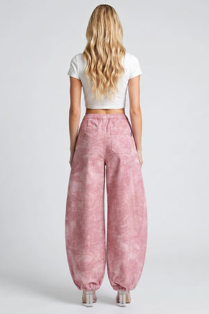 P8303, HIGH RISE PRINTED CARGO BAGGY