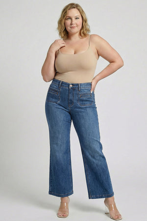 P83208M, PLUS MID RISE WIDE STRAIGHT WITH FRONT POCKET