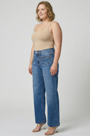 P83208M, PLUS MID RISE WIDE STRAIGHT WITH FRONT POCKET