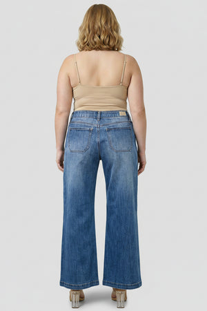 P83208M, PLUS MID RISE WIDE STRAIGHT WITH FRONT POCKET