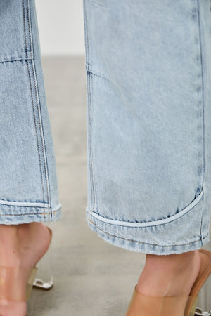 P83268L , PLUS HIGH RISE WESTERN EMBROIDERD CROP BARREL