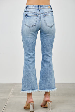 P8328L, MID RISE BOOT CUT WITH KNEE DESTROY