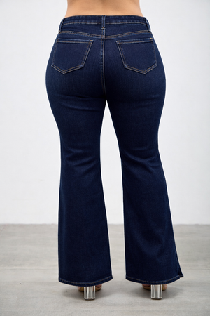 P83338D, PLUS MID RISE BOOTCUT WITH SIDE SLIT