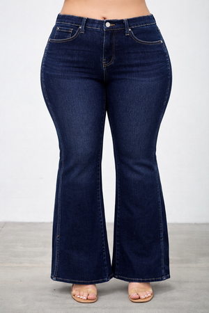 P83338D, PLUS MID RISE BOOTCUT WITH SIDE SLIT