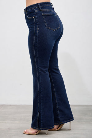 P83338D, PLUS MID RISE BOOTCUT WITH SIDE SLIT
