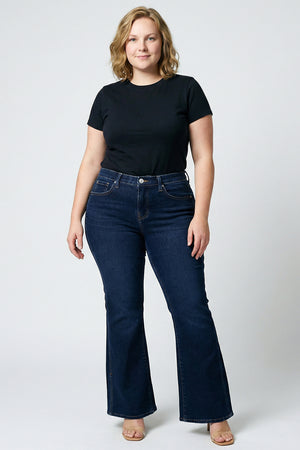 P83338D, PLUS MID RISE BOOTCUT WITH SIDE SLIT