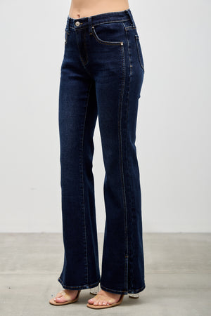 P83338D, PLUS MID RISE BOOTCUT WITH SIDE SLIT
