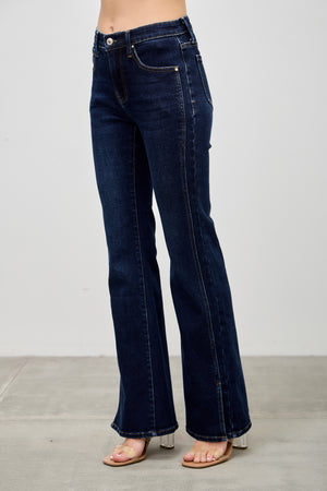P83338D, PLUS MID RISE BOOTCUT WITH SIDE SLIT