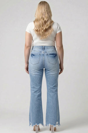 P83348M, PLUS MID RISE BOOT CUT WITH FRAYED HEM