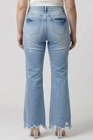 P83348M, PLUS MID RISE BOOT CUT WITH FRAYED HEM