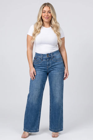 P83448D, PLUS HIGH RISE DOUBLE POCKET WIDE LEG   