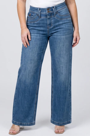 P83448D, PLUS HIGH RISE DOUBLE POCKET WIDE LEG   