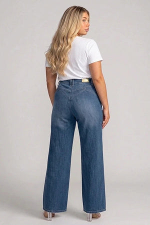 P83448D, PLUS HIGH RISE DOUBLE POCKET WIDE LEG   