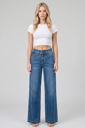 P8344D, MID RISE DOUBLE POCKET WIDE LEG   