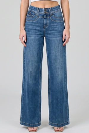 P8344D, MID RISE DOUBLE POCKET WIDE LEG   