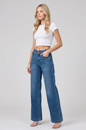 P8344D, MID RISE DOUBLE POCKET WIDE LEG   