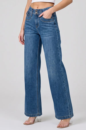 P8344D, MID RISE DOUBLE POCKET WIDE LEG   