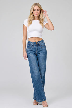 P8344D, MID RISE DOUBLE POCKET WIDE LEG   