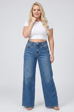 P83498D, PLUS HIGH RISE WIDE LEG WITH FRONT YOKE