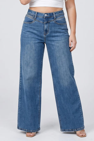 P83498D, PLUS HIGH RISE WIDE LEG WITH FRONT YOKE