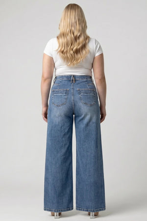 P83498D, PLUS HIGH RISE WIDE LEG WITH FRONT YOKE