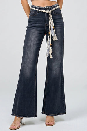 P8365GY, HIGH RISE WIDE FLARE WITH BELT