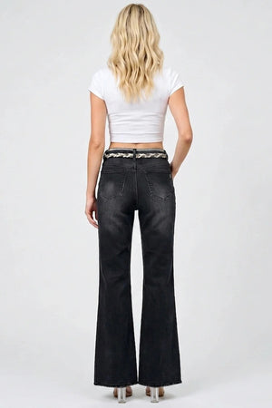 P8365GY, HIGH RISE WIDE FLARE WITH BELT