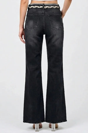 P8365GY, HIGH RISE WIDE FLARE WITH BELT