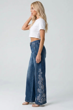 P8372MD, HIGH RISE WIDE LEG WITH LASER PRINT