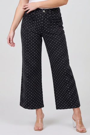 P83988, PLUS MID RISE CROP WIDE WITH DOT PRINT